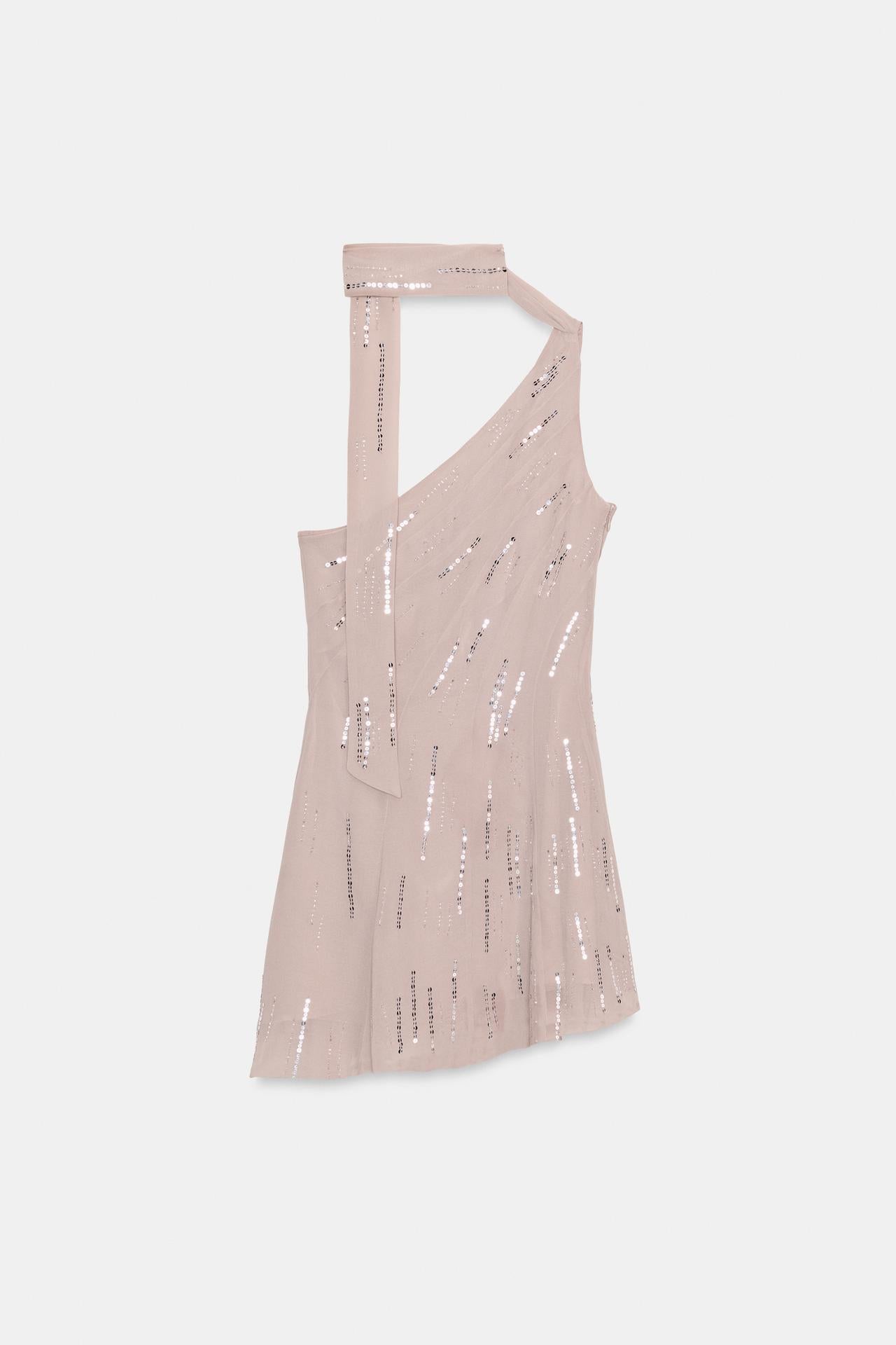 ZARA SHORT SEQUIN FOULARD DRESS