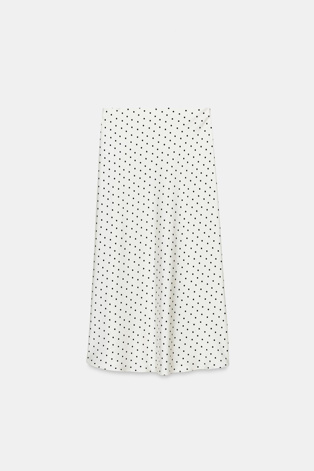 ZARA POLKA DOT SATIN EFFECT MIDI SKIRT