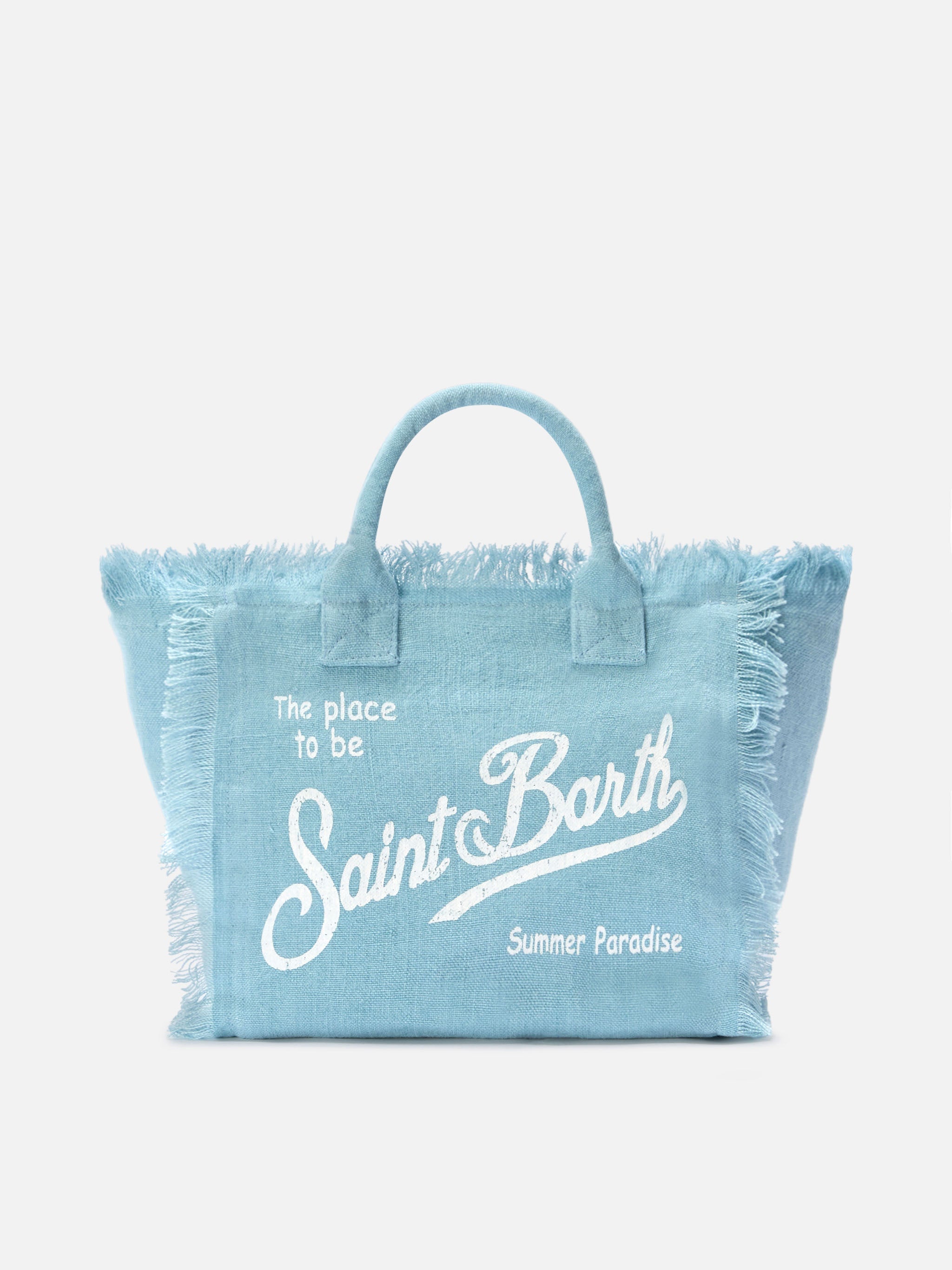 MC2 Light blue solid color linen Colette bag