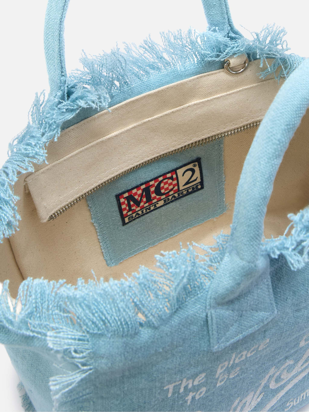 MC2 Light blue solid color linen Colette bag