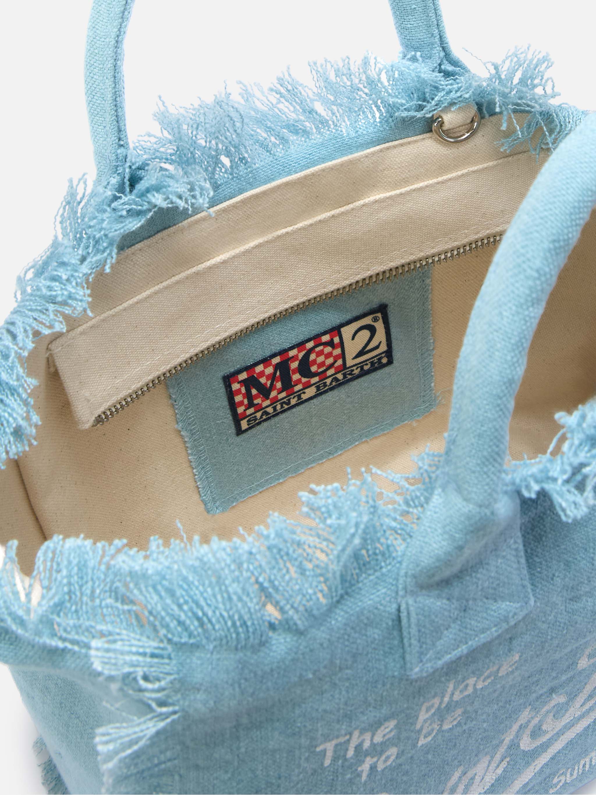 MC2 Light blue solid color linen Colette bag