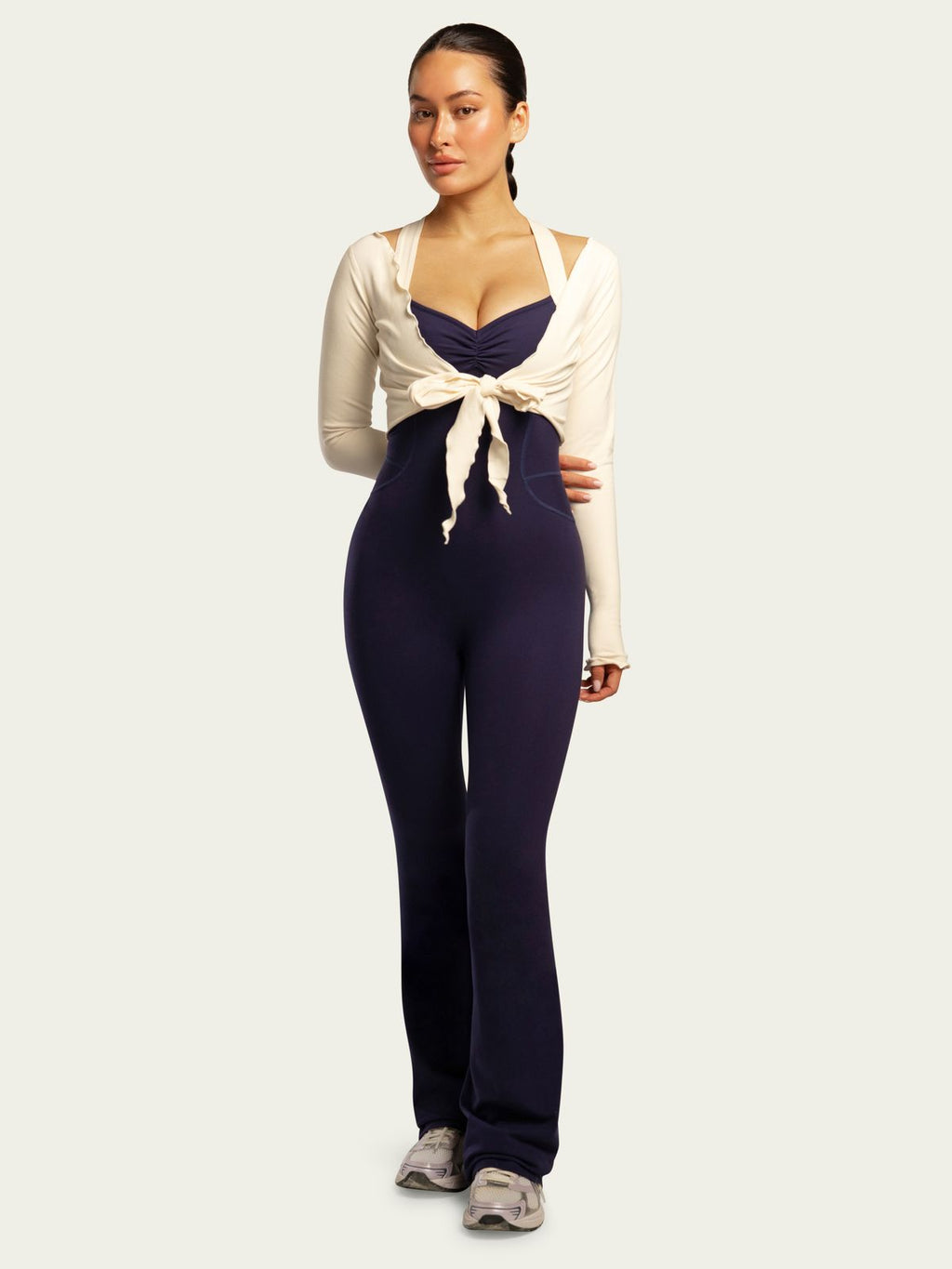 437 The Sculpt Onesie in Navy & Cream